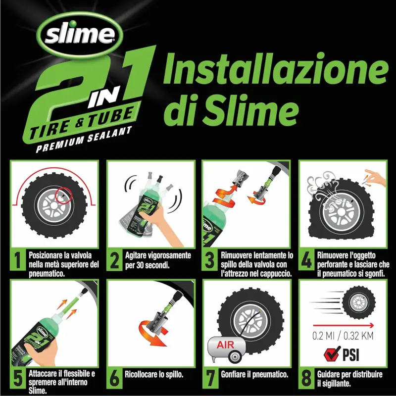 Foto 2: Slime Sigillante Antiforatura 2IN1 Tubeless e Camera d’Aria – Vari Formati
