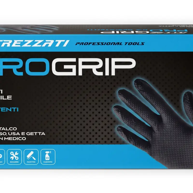 Foto 1: Guanti in Nitrile Neri PRO GRIP 8 gr Senza Talco 50 Pezzi