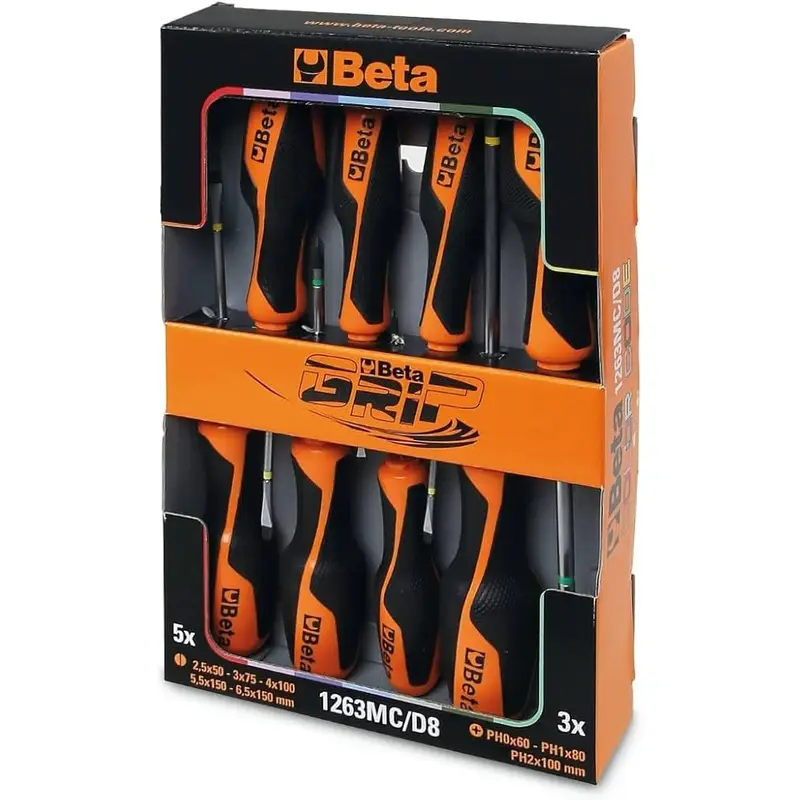 Set 8 Giraviti Professionali Beta Grip 1263MC/D8 Colorati