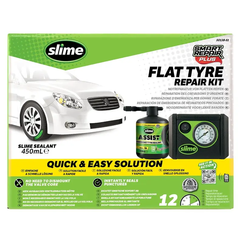 Slime Smart Repair Plus Kit Ripara Pneumatici Auto 12V