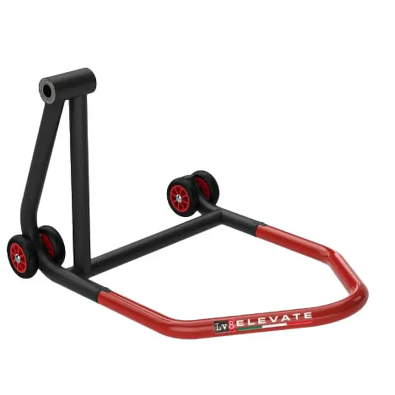 Cavalletto Moto Monobraccio Sinistro LV8 U-Stand con 4 Ruote Nero/Rosso